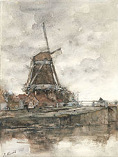 The Mill and The Bridge at The Noord West Buitensingel in The Hague By Jacob Maris