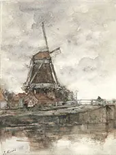 The Mill and The Bridge at The Noord West Buitensingel in The Hague By Jacob Maris