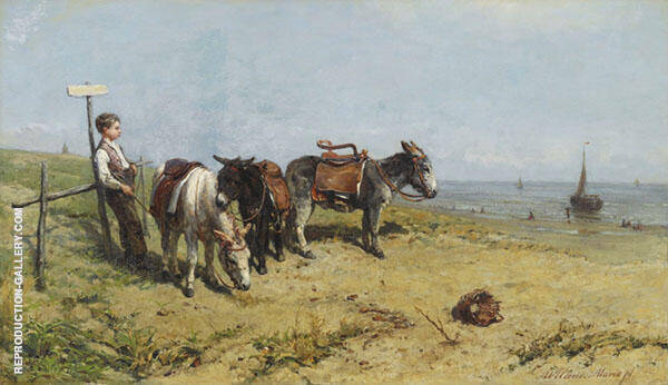 A Donkey Rider Resting in The Dunes Scheveningen | Oil Painting Reproduction