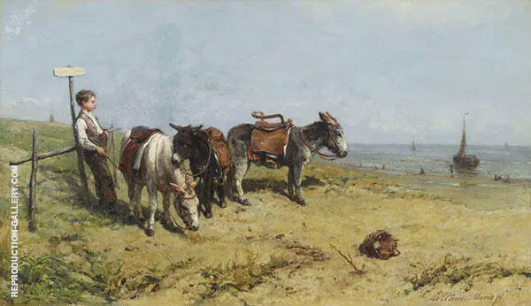 A Donkey Rider Resting in The Dunes Scheveningen By Willem Maris