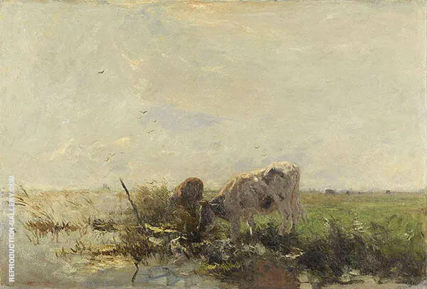 Cow at Waters Edge c1900 By Willem Maris