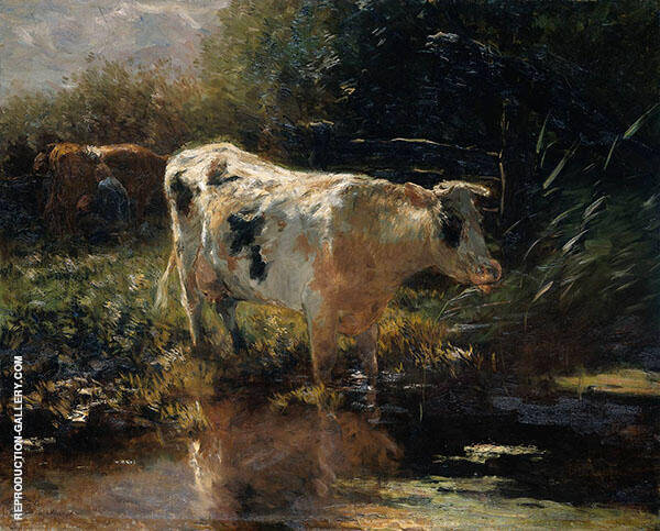 Cows Beside a Ditch c1885 by Willem Maris | Oil Painting Reproduction