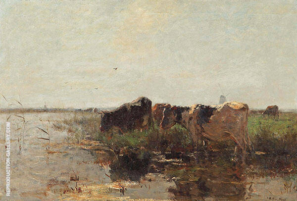 Cows Grazing near a Stream c1907 | Oil Painting Reproduction