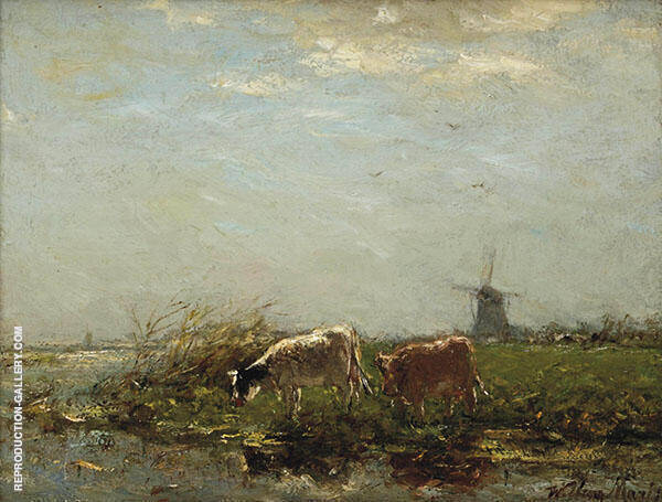 Cows near The Waterfront by Willem Maris | Oil Painting Reproduction