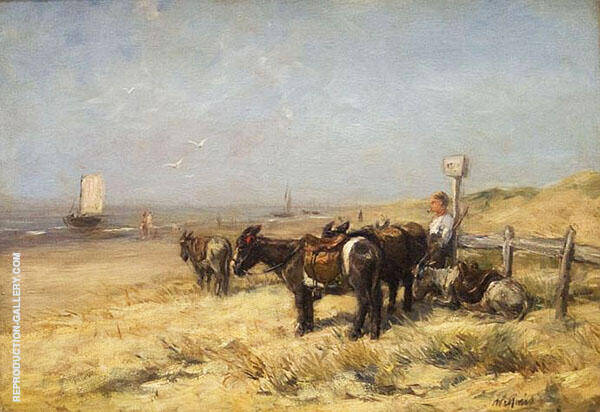 Donkeys on Beach by Willem Maris | Oil Painting Reproduction