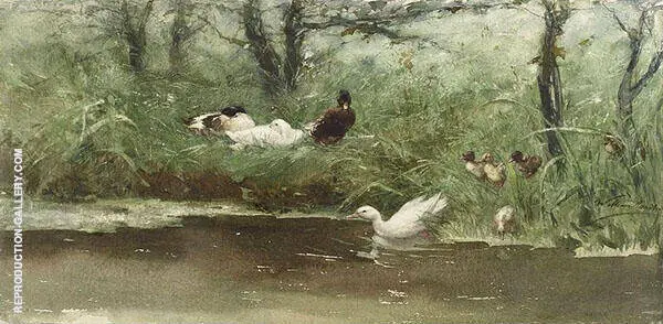 Ducks on The Ditch Side By Willem Maris