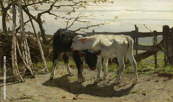 The Calves 1863 by Willem Maris | Oil Painting Reproduction