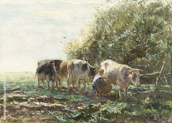 The Milking Pen by Willem Maris | Oil Painting Reproduction
