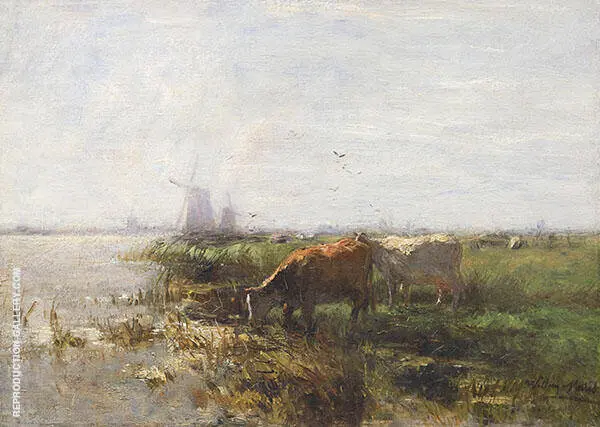 Two Cows by a Pool c1890 By Willem Maris