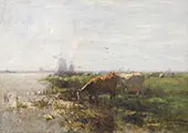 Two Cows by a Pool c1890 By Willem Maris