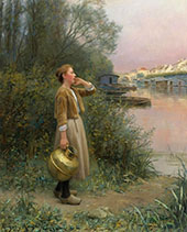 Girl with Water Jug By Daniel Ridgway Knight