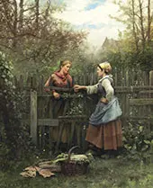 The Meeting at The Fence By Daniel Ridgway Knight