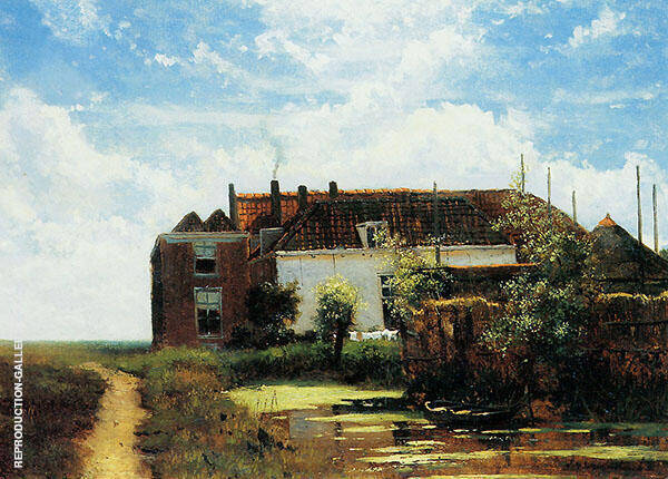 Farm Beside Canal in Polder | Oil Painting Reproduction