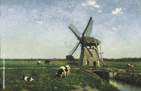 Landscape with Mill Near Schiedam By Johan Hendrik Weissenbruch