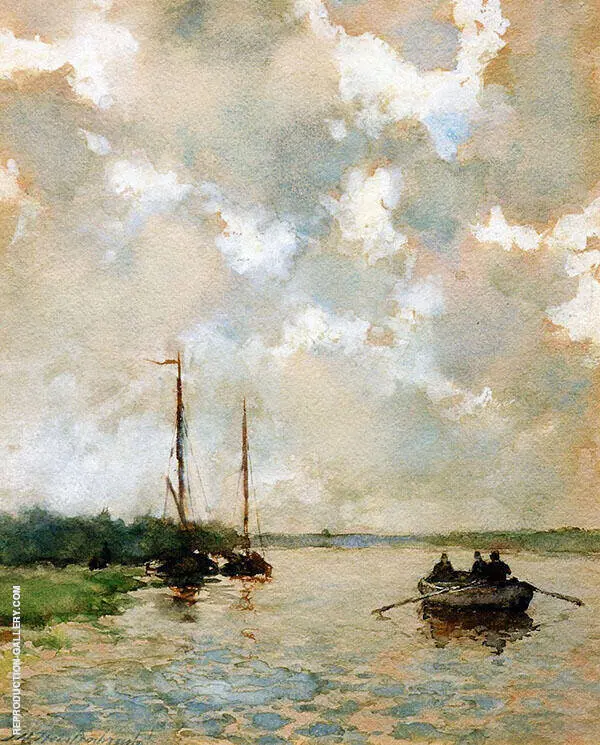 Rowing on The River By Johan Hendrik Weissenbruch