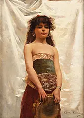 Oriental Girl with Tambourine By Charles Auguste Emile Durant (Carolus Duran)