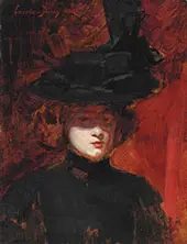 Portrait of a Woman in a Black Dress and Hat By Charles Auguste Emile Durant (Carolus Duran)