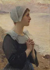 Breton Praying by The Sea By Charles Amable Lenoir