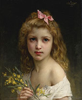 Portrait of A Girl with Mimosa Blossoms 1901 By Charles Amable Lenoir
