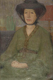 Portrait of a Seated Woman in a Green Dress By Eugene Zak