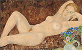Reclining Nude with Flowers 1926 By Christopher Wood