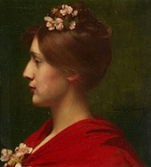 Jeune Femme de Profil aux Fleurs By Jules Joseph Lefebvre