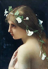 Nymph with Morning Glory Flowers By Jules Joseph Lefebvre
