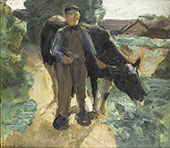 a Farmer with his Cow By Max Liebermann