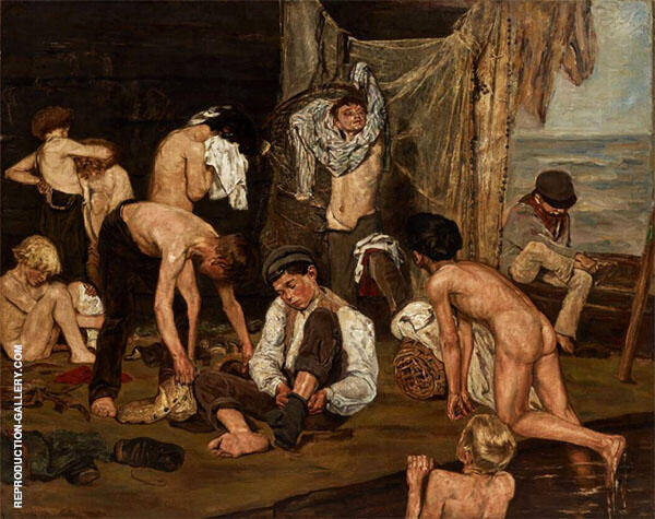 At The Swimming Hole 1875 by Max Liebermann | Oil Painting Reproduction