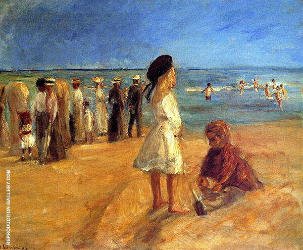 Beach Scene in Noordwijk by Max Liebermann | Oil Painting Reproduction