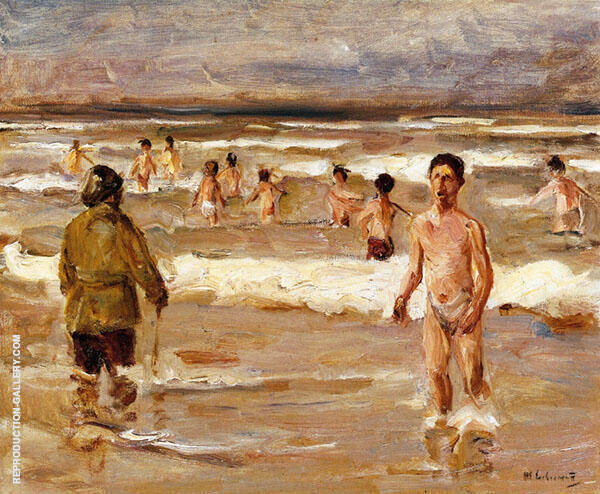 Children Bathing in The Sea by Max Liebermann | Oil Painting Reproduction