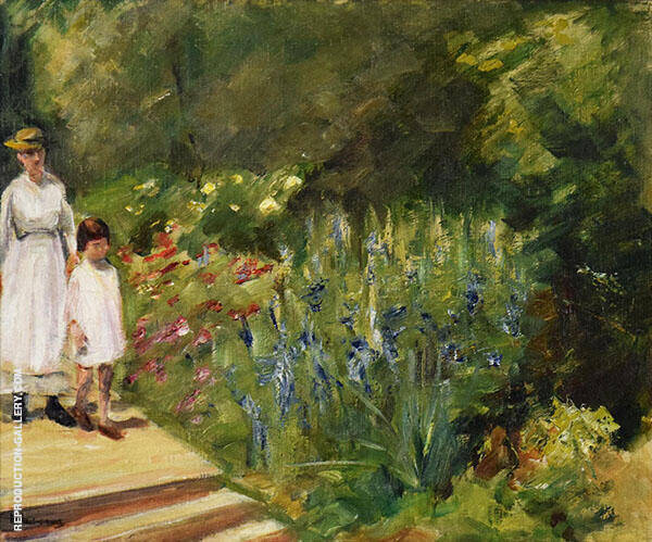 Granddaughter and Nanny in The Garden | Oil Painting Reproduction