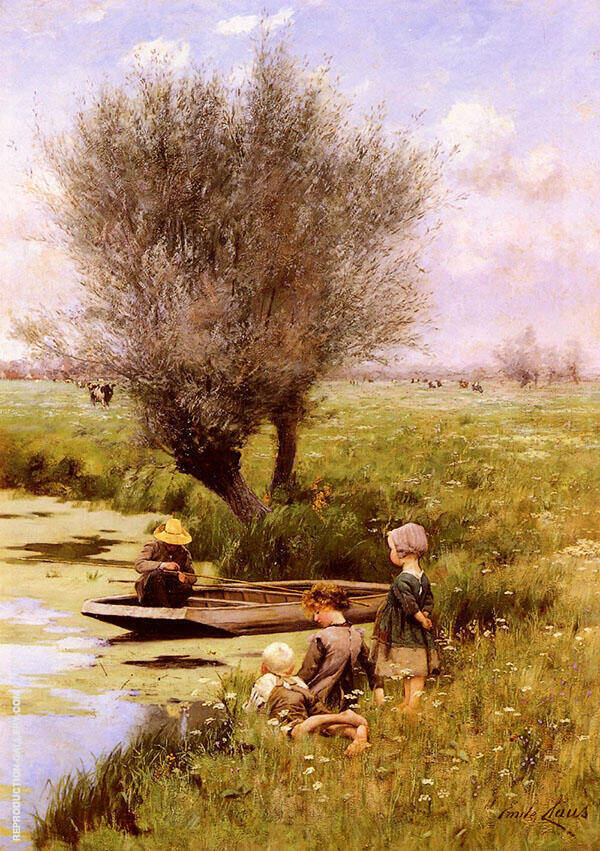 Afternoon Along The River by Emile Claus | Oil Painting Reproduction