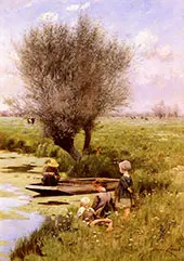 Afternoon Along The River By Emile Claus
