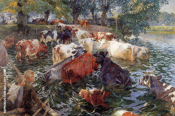 Cows Crossing The Lys River 1899 | Oil Painting Reproduction