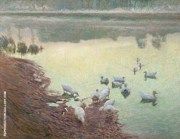 Ducklings on The Riverbank 1900 by Emile Claus | Oil Painting Reproduction