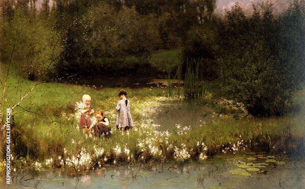 Picking Blossoms by Emile Claus | Oil Painting Reproduction