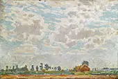 A Clouded Sky above a Belgian Farmhouse By Emile Claus