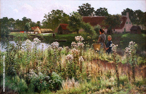 The River Lys at Astene 1885 by Emile Claus | Oil Painting Reproduction