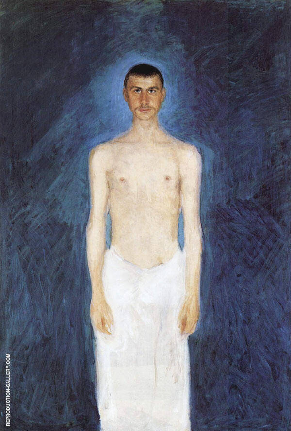 Semi Nude Self Portrait Against a Blie Background 1904 | Oil Painting Reproduction