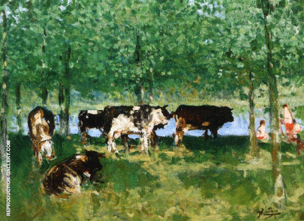 Animals Beneath The Poplars | Oil Painting Reproduction