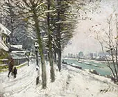 Promenade en Bord de Riviere Sous la Neige By Pierre Eugene Montezin