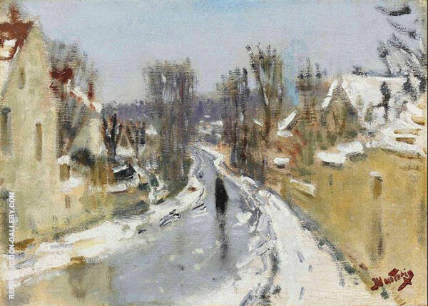 Route sous la Neige by Pierre Eugene Montezin | Oil Painting Reproduction