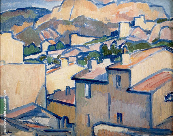 Cassis Rooftops 1913 by Samuel John Peploe | Oil Painting Reproduction