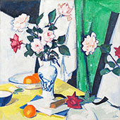 Still Life of Pink & Red Roses in a Chinese Vase By Samuel John Peploe