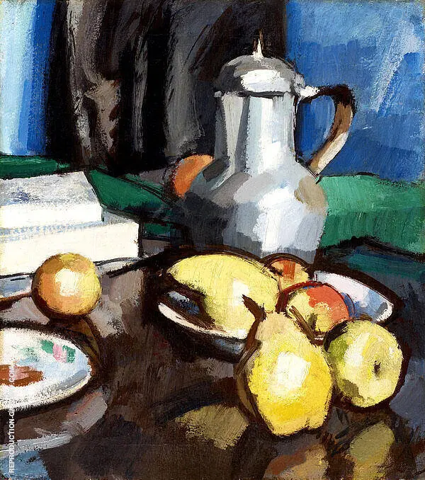 Still Life with Pewter Coffee Pot By Samuel John Peploe