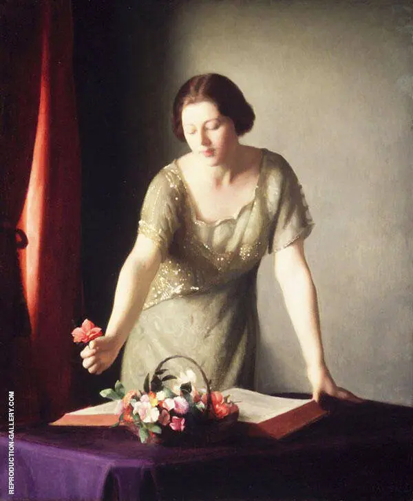 Girl Arranging Flowers By William Paxton