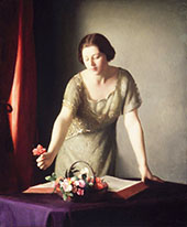 Girl Arranging Flowers By William M Paxton