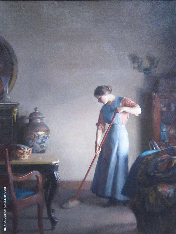 Girl Sweeping by William Paxton | Oil Painting Reproduction