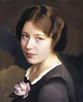 Girl With A Pink Rose By William Paxton